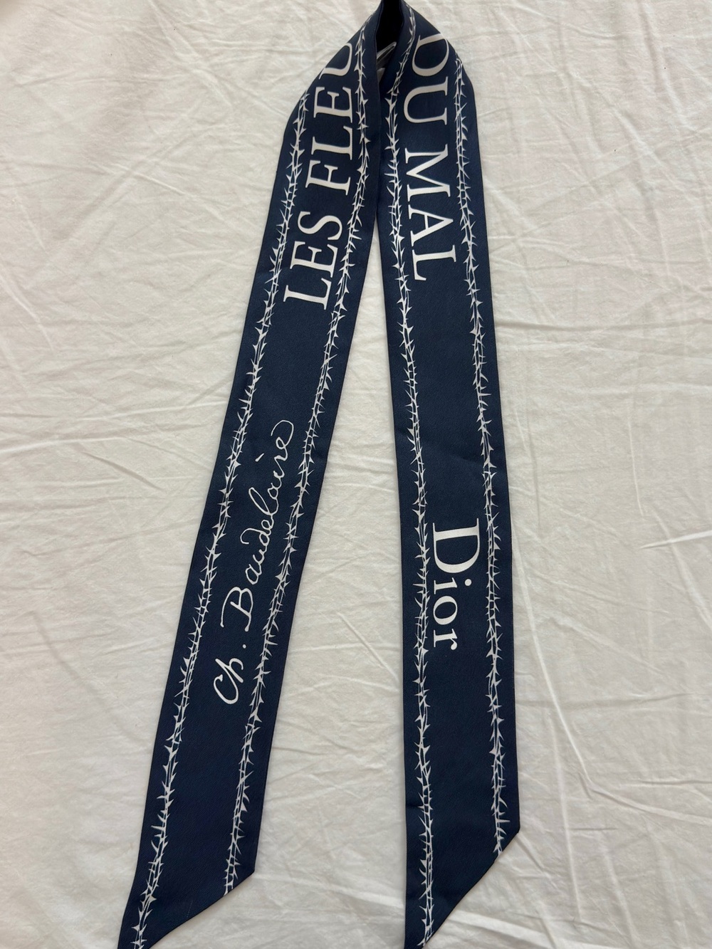 Dior silk navy blue twill scarf